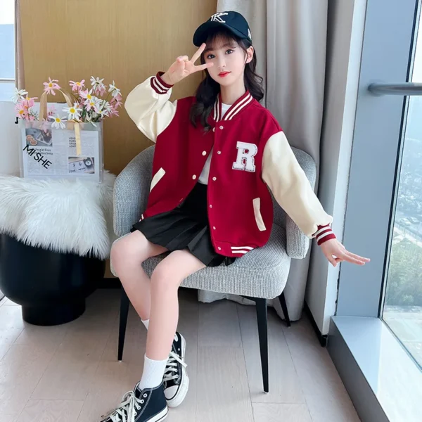 Teenage Girls Baseball Jackets For 5-14 Years Old Teens Clothes Children Sports Outerwear Coat Spring Autumn Fashion Boys Jacket - Image 2