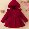 Baby Girl Ruffled Long Sleeve Fleece Hooded Single Breasted CoatKids Clothes Autumn And WinterRecommended To Buy One Size Larger