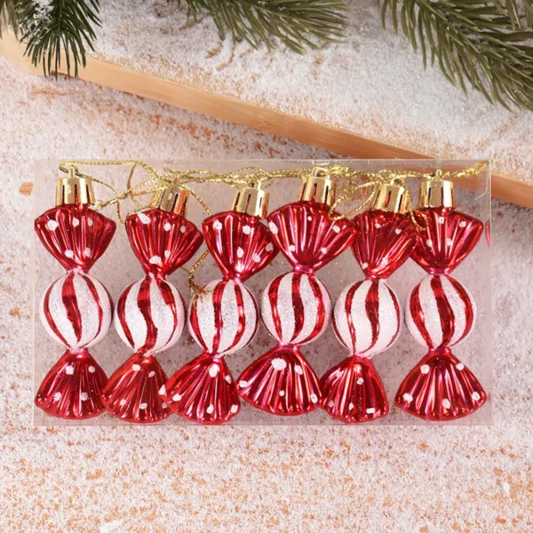 6pcs Christmas Lollipop Candy Cane Pendant Xmas Tree Hanging Ball Ornaments Christmas Decorations for Home 2024 New Year Gift - Image 3