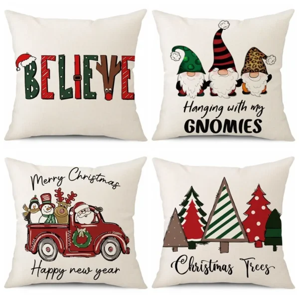 45cm Merry Christmas Cushion Cover Pillowcase 2024 Christmas Decorations for Home Ornament Happy New Year Christmas Decor 2025 - Image 2