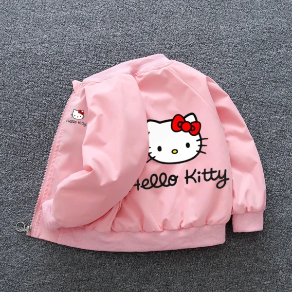 Sanrio Hello Kitty Girls Jacket Coats 2024 Spring Autumn Baby Kids Cartoon Long Sleeve Zipper Casual Outerwear Children Clothing - Image 3