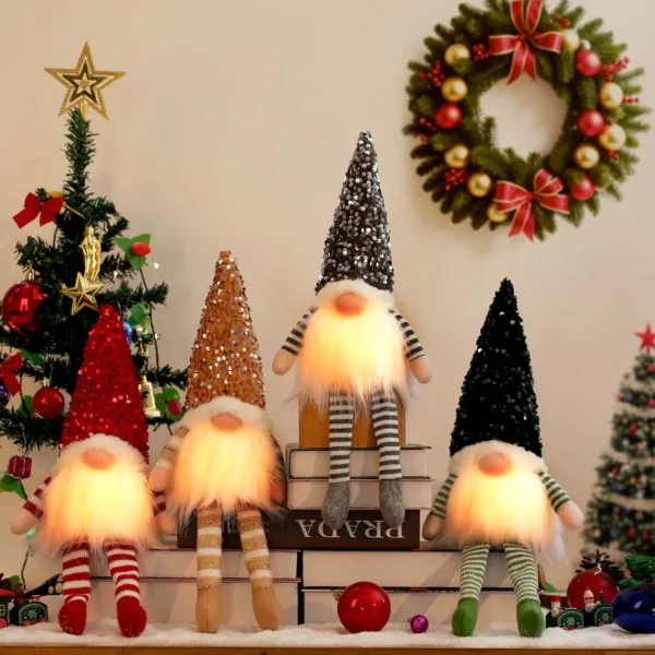 1~5pcs LED Glowing Gnome Sequins Faceless Doll Gift Christmas Decorations 2024 Night Light Home Xmas Tree Ornament New Year - Image 3