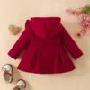 Baby Girl Ruffled Long Sleeve Fleece Hooded Single Breasted CoatKids Clothes Autumn And WinterRecommended To Buy One Size Larger - Image 2