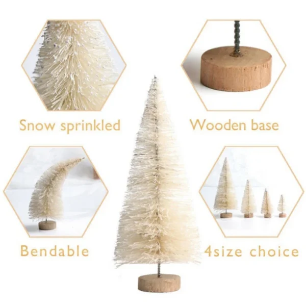 8pcs Mini Decorative Christmas Tree New Year 2024 Kids Gifts Desktop Xmas Tree Home Party Decor Navidad Sisal Silk Xmas Tree - Image 2
