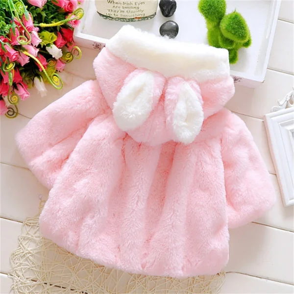 Children's clothing children's new cape girls autumn and winter wool sweater shawl baby ear fleece jacket cape - Image 4