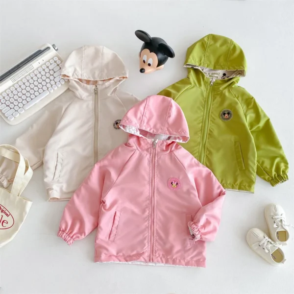 Two-sidesd Mickey Pattern Children Jacket 2024 New Fashion Cartoon Cute Loose Boys Girls Hooded Coats Kids Clothes Top Outerwear - Image 2