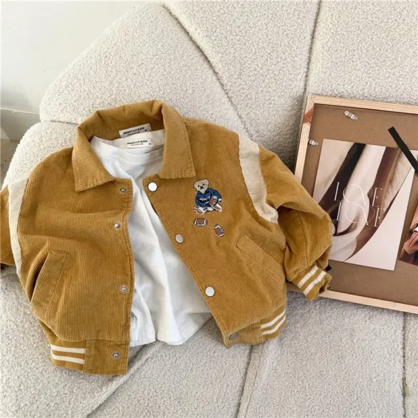 Fashion Baby Girl Boy Corduroy Jacket Casual Cartoon Embroidery Infant Toddler Child Coat Fall Spring Kid Outwear Baby Clothes - Image 4
