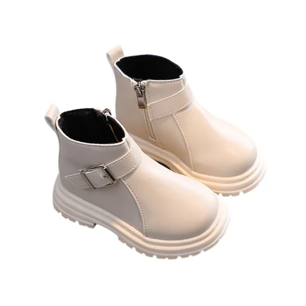 Kids Leather Shoes Boys Girls British Style Simple Side Zipper Design Non-Slip Short Boots Martins Boots - Image 2