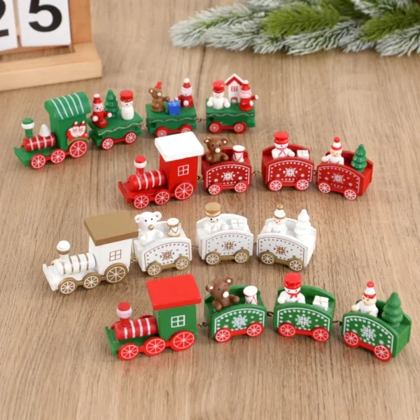 Christmas Wooden Train Merry Christmas Decorations for Home 2024 Xmas Tree Ornament Navidad Noel Kids Gift Happy New Year 2025 - Image 3