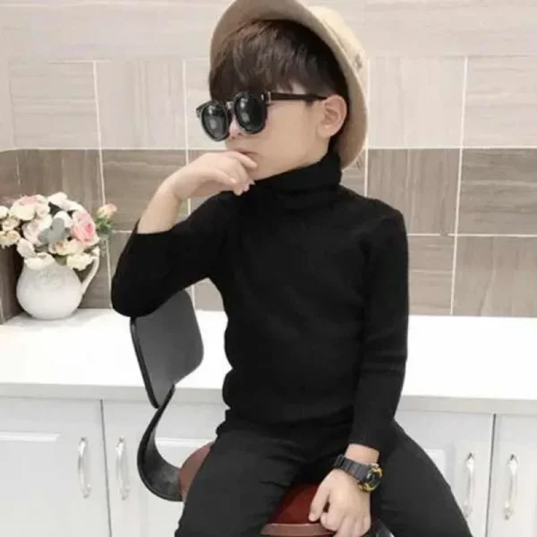 2024 New Sweater Kids Sweaters Autumn Girls Turtleneck Sweaters 1-9Yrs Baby Boys Pullover Winter Knitted Bottoming Boys Sweaters - Image 4