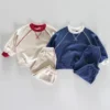 0-5T Baby Autumn Clothes Sets Kids Leisure Clothing Girl Boys Solid X-line Outerwear Sets Spring Sweatshirt+Sweatpants Costume