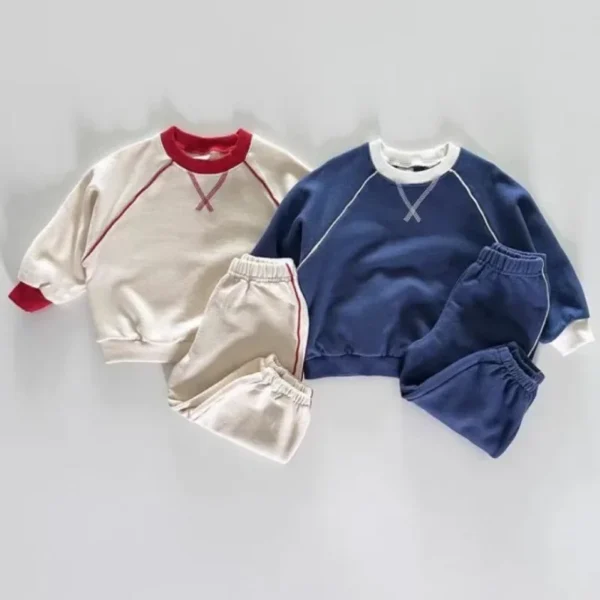 0-5T Baby Autumn Clothes Sets Kids Leisure Clothing Girl Boys Solid X-line Outerwear Sets Spring Sweatshirt+Sweatpants Costume