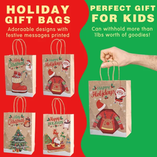 Christmas Kraft Paper Gift Bags Xmas Candy Cookies Gift Tote Bag Christmas Decoration 2024 for Home Navidad Noel New Year 2025 - Image 6