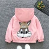 2024 Spring and Autumn Girls and Children's Cute Rabbit Letter Long sleeved Hooded Zipper Coat Children's Clothing 1-8Y - Image 3