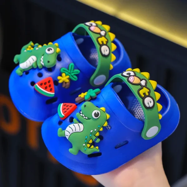 Summer Childrens Slippers Hole Kids Sandals Soft Anti-Skid Cartoon Dinosaur DIY Design Indoor Anti-Slip Boys Girls Beach Shoes - Image 4