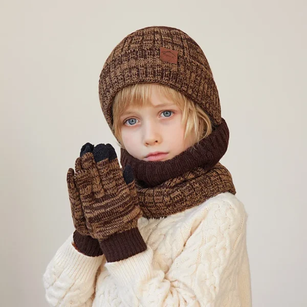 2/3Pcs Kids Winter Hat Scarf Gloves Set Warm Children Beanie Hats Neck Warmer Non Slip Gloves Child Boys Cap Kids Gift 4-10Y - Image 4