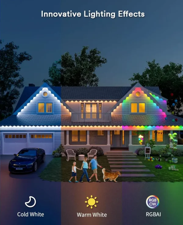 Permanent 100ft Smart Outdoor Lights 72 LED Lights Cool/Warm Eaves Lights IP65 Waterproof Christmas Halloween Party - Image 3