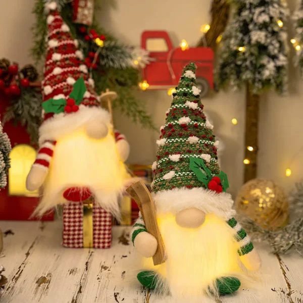 AlliLit 2024 Christmas Doll Sled Elf Ski Gnome with Led Light Christmas Decorations for Home Xmas 2024 New Year 28cm - Image 3