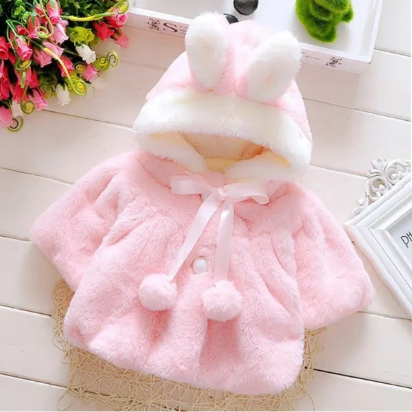 Baby girl clothes 0-3Y winter coat thick warm wool fur coat girl wool sweater coat pearl princess coat Kids Cute Coat Clothes - Image 4