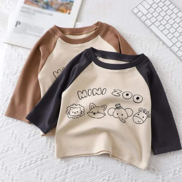 Spring Children T-shirt Bottom Kids Long Sleeved Boys T-shirts Girls Pullover Autumn Fashion Letter Baby Outerwear - Image 2