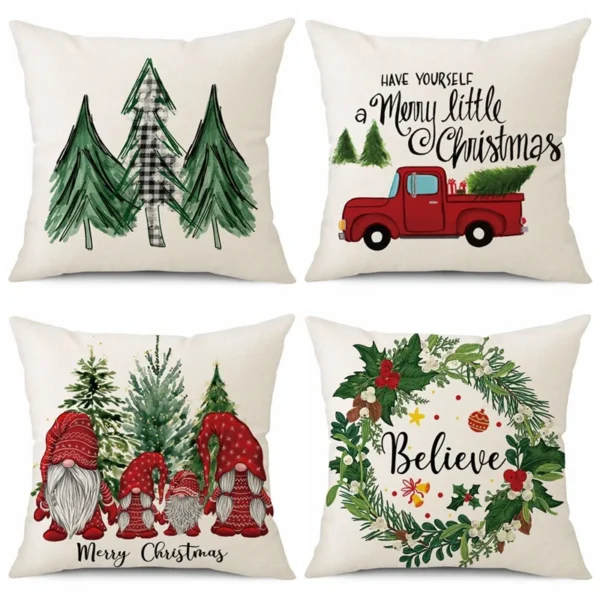 45cm Merry Christmas Cushion Cover Pillowcase 2024 Christmas Decorations for Home Ornament Happy New Year Christmas Decor 2025 - Image 4
