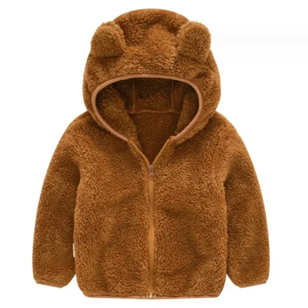 Baby Fleece Outerwear Kids Flannel Warm Coat Autumn Winter Boys Girls Jackets Children's Casual Hooded Cute Bear Ears Jacket - Image 3