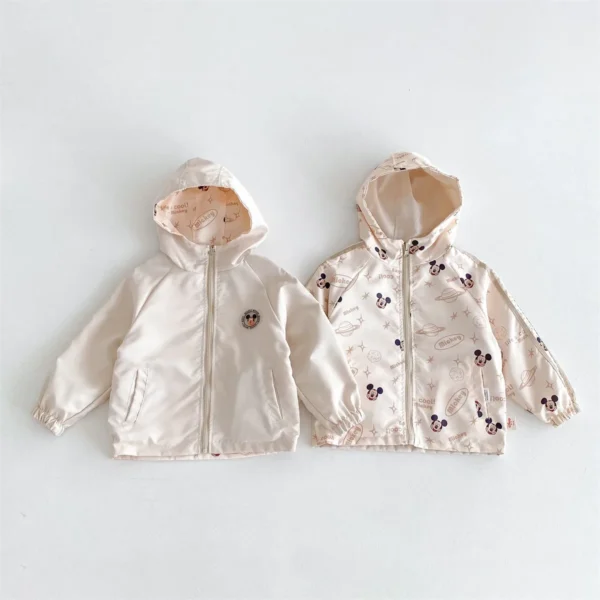 Two-sidesd Mickey Pattern Children Jacket 2024 New Fashion Cartoon Cute Loose Boys Girls Hooded Coats Kids Clothes Top Outerwear - Image 3