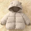 2024 Baby Thickened Cotton Coat Boys Warm Hooded Zip Jacket Autumn Winter New Girls Solid Colour Casual Fashion Cute Outerwear - Image 3