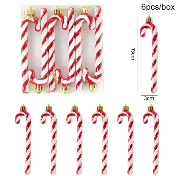 6pcs Christmas Lollipop Candy Cane Pendant Xmas Tree Hanging Ball Ornaments Christmas Decorations for Home 2024 New Year Gift - Image 5