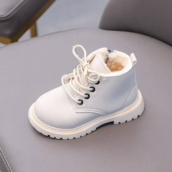 Winter Kids Snow Boots Boys Leather Shoes Fashion Solid Color Warm Baby Girl Shoes Cotton Infant Children Ankle Boots - Image 4