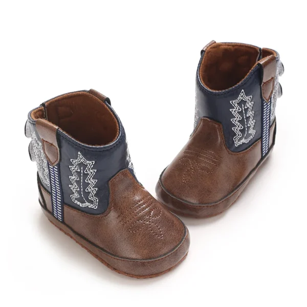 0-18M Retro Baby Boots PU Cute Printed Casual Baby Boots Embroidered Baby Boots Baby Walking Shoes - Image 4