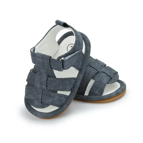 Meckior Baby Boys Sandals Toddler Grey Flats Non-slip Rubber Sole Baby Beach Sandals Crib First Walker Summer Baby Shoes - Image 6