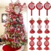 6Pcs Christmas Red Candy Crutch Lollipop Xmas Tree Hanging Pendant Ornaments 2024 New Year Gift Christmas Home Decoration 2023 - Image 2