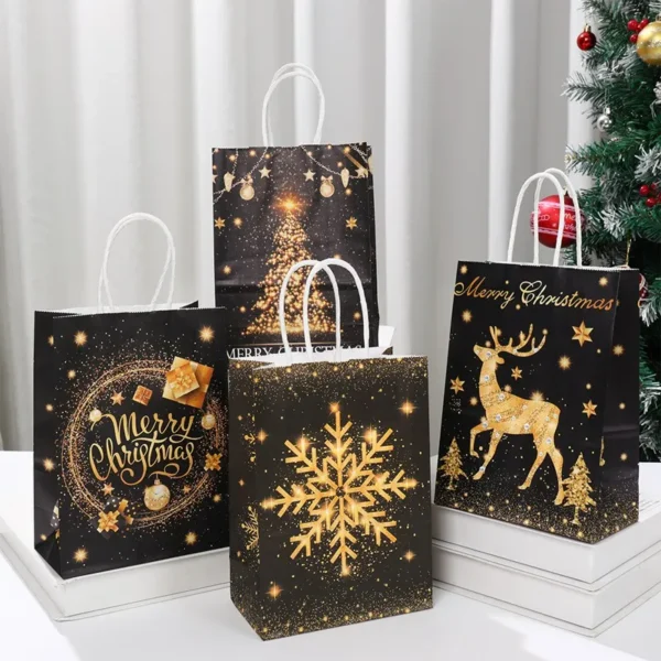 Christmas Kraft Paper Gift Bags Xmas Candy Cookies Gift Tote Bag Christmas Decoration 2024 for Home Navidad Noel New Year 2025 - Image 5