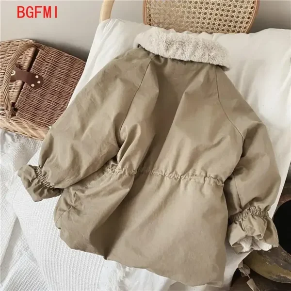 Baby Boys Khaki Lamb Wool Blend Parkas Coat Autumn Winter Coats Fur Jackets for Girls Cute Warm Jacket Children Snowsuit Fashion - Image 3