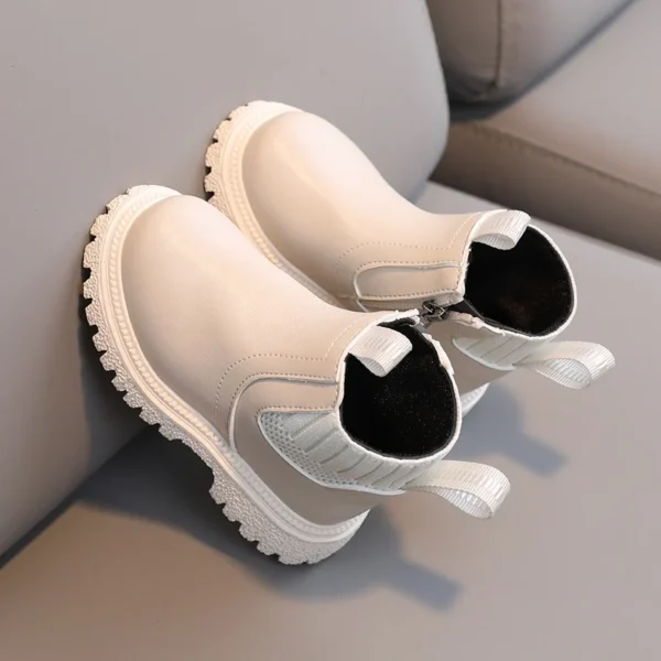 Fashion Boy Girl Short Boots Non-Slip British Style Boots Children's Side Zipper Design Single Boots Leather Boots Anti-skid - Image 3