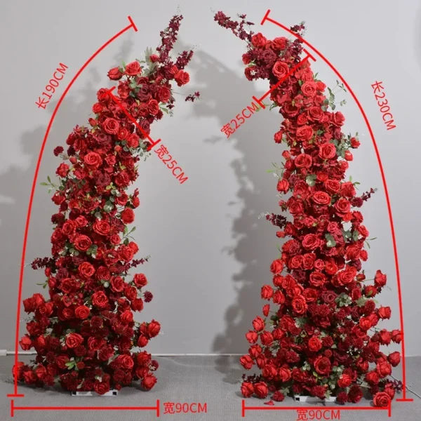 Luxury Horn Shape Arch with White Rose Floral Arrangement Wedding Backdrop Decoration Artificial Flower Row Stage Diaplay Decor - Image 5