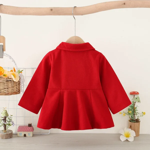 Autumn Newborn Girl Long Sleeve Woolen Coat Thickened Polo Collar Children's Jacket Fashion Double breasted Children's Clothing - Image 2