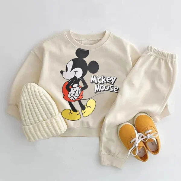 Disney Hoodies Baby Unisex Two Piece Sets Cartoon Print Long Sleeve Tops +Trousers Suit Toddler Boys Casual Sweatshirts Outfits - Image 2