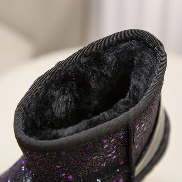 Winter Girl's Snow Boots Glimmer Three Colors Thick Fur Kids Short Boot Warm Beautiful Stylish Slip-on Children Shoes 25-36 - Image 6