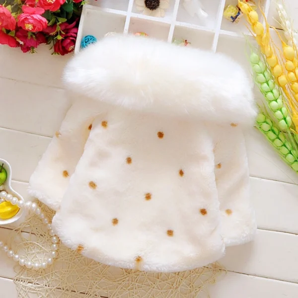 Baby girl clothes 0-3Y winter coat thick warm wool fur coat girl wool sweater coat pearl princess coat Kids Cute Coat Clothes - Image 5
