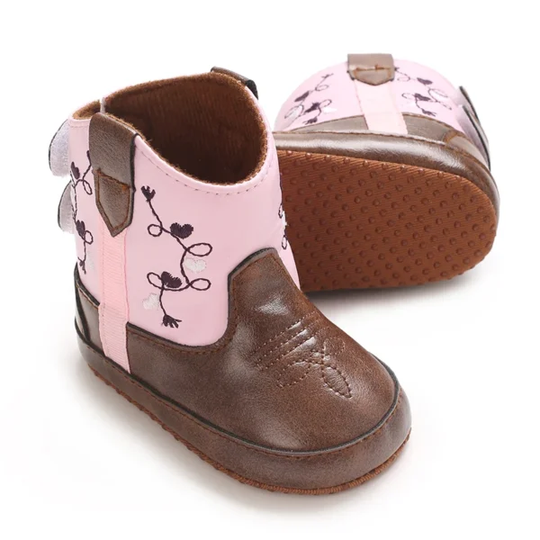 0-18M Retro Baby Boots PU Cute Printed Casual Baby Boots Embroidered Baby Boots Baby Walking Shoes - Image 3
