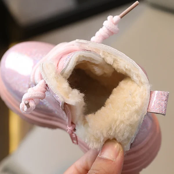 Toddler Winter Kids Boots Glitter Chunky Zipper Non-slip Children Short Boot Ankle-high Unisex Trendy 21-30 Boys Girls Shoes - Image 6