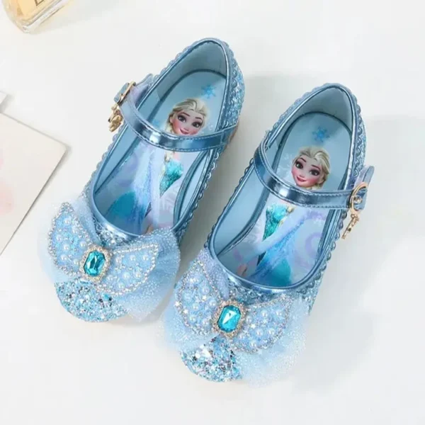 Disney Girls' Princess Sandals Children's Shoes Frozen Elsa Children's Shoes Girls Fashion Baby Pink Blue High Heel Shoes Size - Image 4