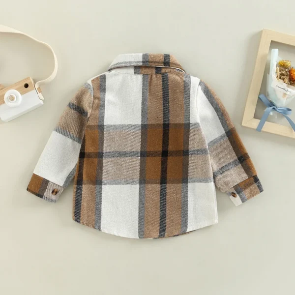 Toddler Baby Boy Girl Plaid Shirt Jacket Outfits Button Down Cardigan Kids Long Sleeve Coat Tops Fall Clothes - Image 3