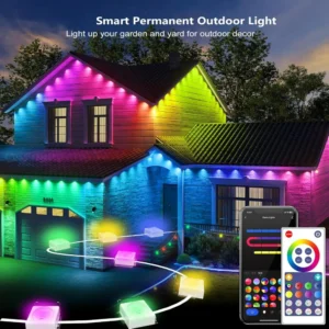 Smart Permanent Outdoor Lights, 100ft Smart Eave Lights for House Christmas Halloween Party Decor,Work with APP/Google Assistant