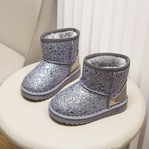 Winter Girl's Snow Boots Glimmer Three Colors Thick Fur Kids Short Boot Warm Beautiful Stylish Slip-on Children Shoes 25-36 - Image 3