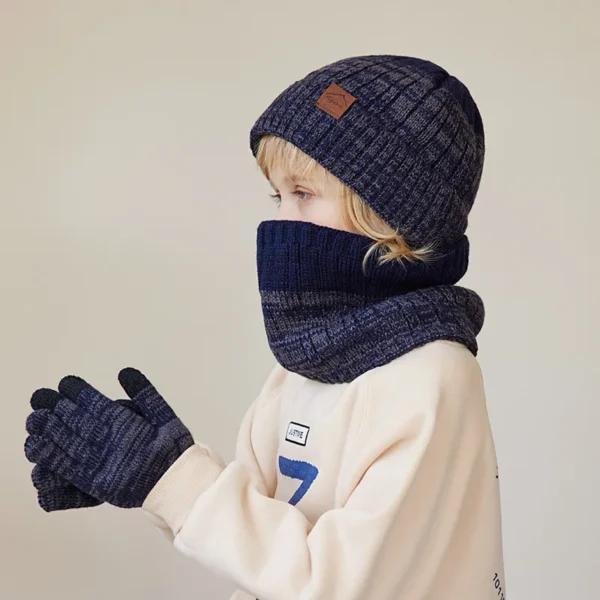 2/3Pcs Kids Winter Hat Scarf Gloves Set Warm Children Beanie Hats Neck Warmer Non Slip Gloves Child Boys Cap Kids Gift 4-10Y - Image 3