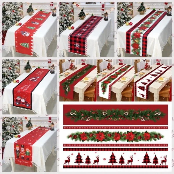 Christmas Table Runner Cloth Merry Christmas Table Decor for Home 2024 Tablecloth Xmas Ornament Navidad Natal New Year Gift 2025 - Image 6