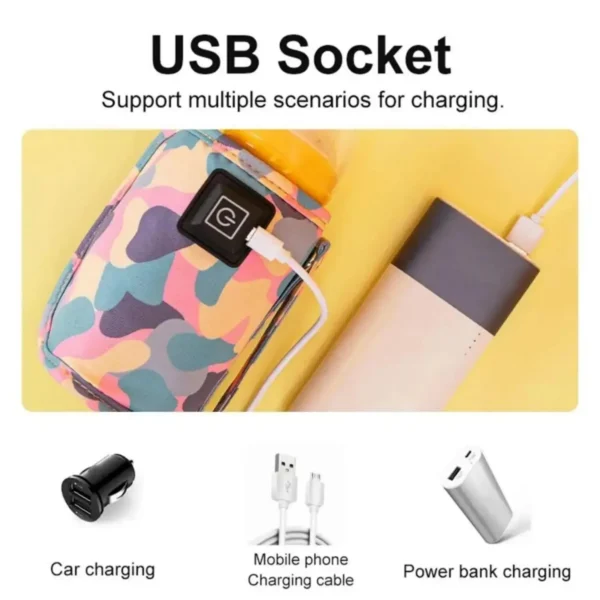 USB Milk Water Warmer Bottle Heater Travel Stroller Insulated Bag Baby Nursing Safe Kids Supplies for Outdoor Winter - Image 4